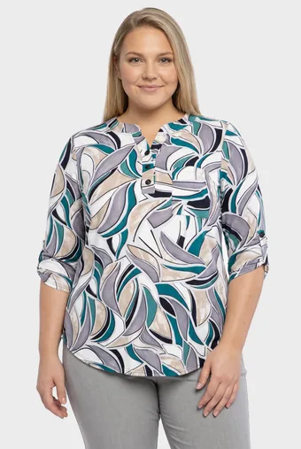 Rohelise ja halli mustriga pluus