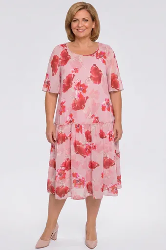 Meresinine V-kaelusega lilleline kleit